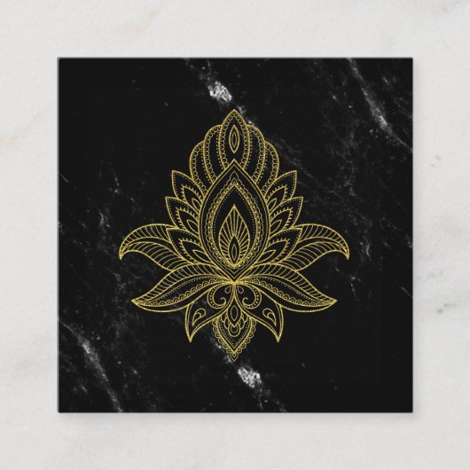 ~聖ハンサ金ゴールド抽象芸術ホワイトブラックマーブル スクエア名刺 (正面)