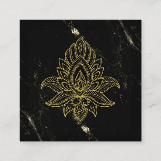 ～聖ハンサ金ゴールド抽象芸術黒大理石 スクエア名刺 (正面)