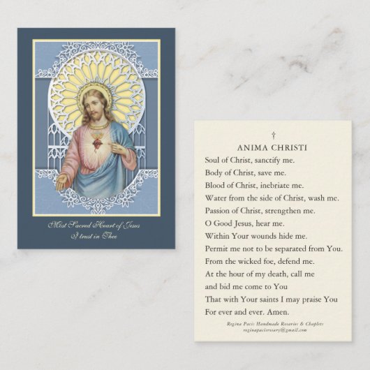 聖ハートアニマクリスティ祈りの言葉 名刺 (正面/裏面)