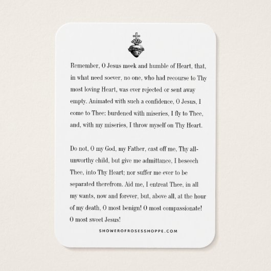 聖ハートイエスカソリック祈りの言葉 (裏面)