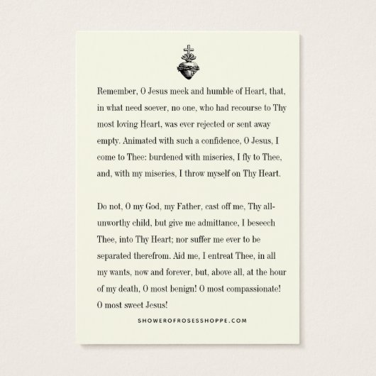 聖ハートイエスカソリック祈りの言葉 (裏面)