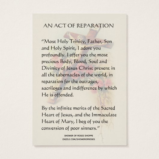 聖ハートイエスカトリック修復祈りの言葉 (裏面)