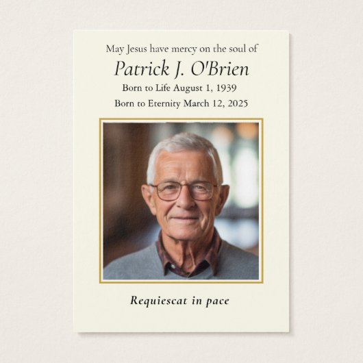 聖ハートカトリック葬儀祈りの言葉メモリアル (裏面)