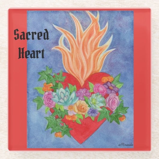 聖ハートガラスコアスターカラフルオリジナルアート ガラスコースター (正面)