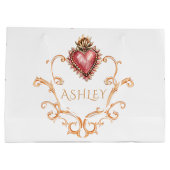 聖ハートバロックパーソナライズされた ラージペーパーバッグ (裏面)