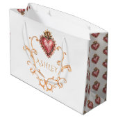聖ハートバロックパーソナライズされた ラージペーパーバッグ (裏面アングル)