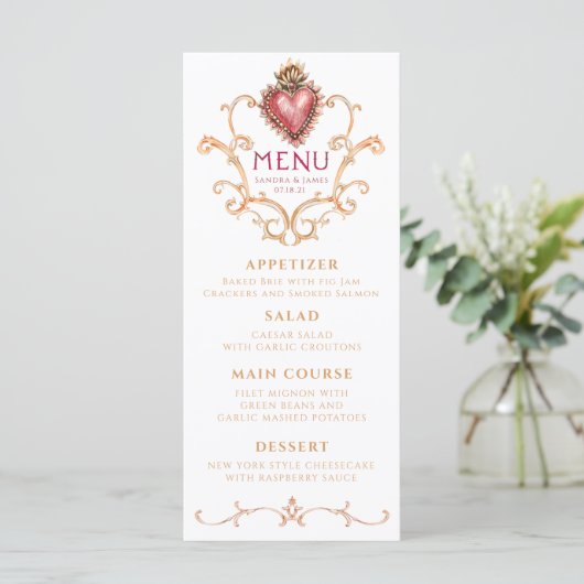 聖ハートバロック結婚のディナーメニュー (スタンド正面)