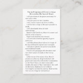 聖ハート献身祈りの言葉カード コーリングカード (裏面)