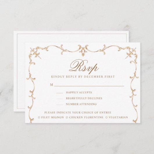 聖ハート紋 |モノグラムRSVP |食事のオプション 出欠カード (正面/裏面)