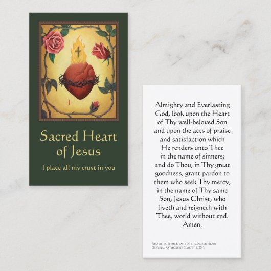 聖ハート絵を描祈りの言葉カード コーリングカード (正面/裏面)