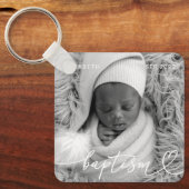 聖バプテスマエレガントシッモダンクハートベビー写真 キーホルダー (正面)