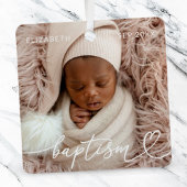 聖バプテスマエレガントシッモダンクハートベビー写真 メタルオーナメント