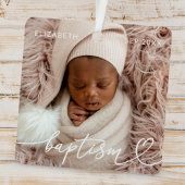 聖バプテスマエレガントシッモダンクハートベビー写真 メタルオーナメント