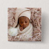 聖バプテスマエレガントシッモダンクハートベビー写真 缶バッジ (正面)