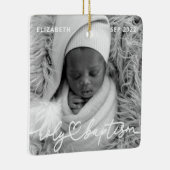 聖バプテスマモダンシッエレガントクハートベビー写真 セラミックオーナメント (右)