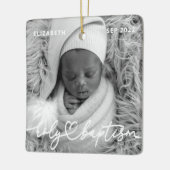 聖バプテスマモダンシッエレガントクハートベビー写真 セラミックオーナメント (左)