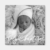 聖バプテスマモダンシッエレガントクハートベビー写真 マグネット (正面)