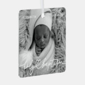 聖バプテスマモダンシッエレガントクハートベビー写真 メタルオーナメント (正面右)