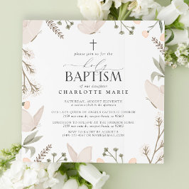 聖バプテスマ蝶ウォーター色フローラニュートラル 招待状