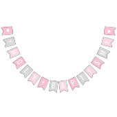 聖バプテスムピンクとグレーベビーガールお祝い バンティングフラッグ (全)