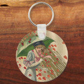 聖バレンタインへの祈り、ヴィンテージのビクトリア朝の女性 キーホルダー (正面)