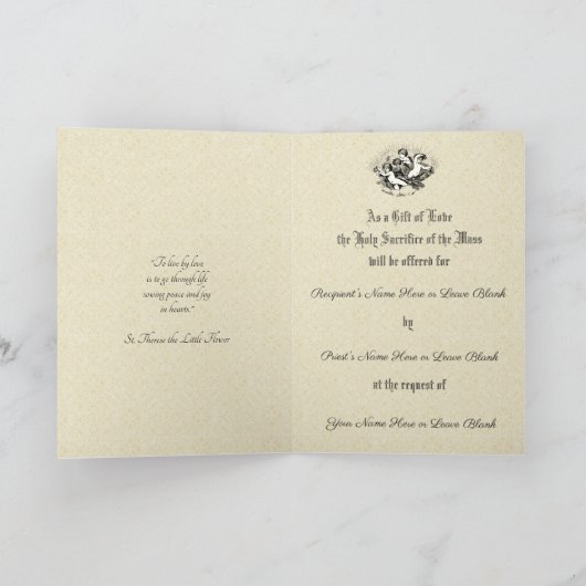 聖バレンタインデーを行うセントテレゼマス カード (内部)