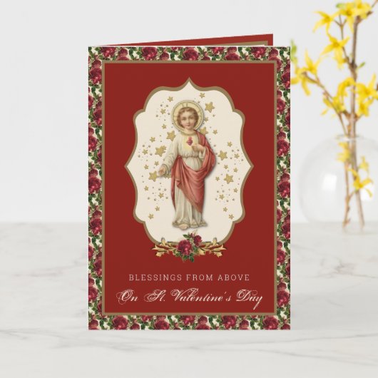 聖バレンタインデー宗教的イエス祈りの言葉カード カード (黄色い花)