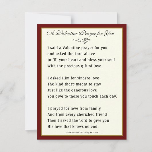 聖バレンタインデー宗教詩祈りの言葉カード カード (裏面)