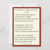 聖バレンタインデー宗教詩祈りの言葉 カード (裏面)