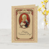聖バレンタインデー賛美ヴァージンマリー&イエス カード (黄色い花)