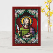 聖バーソロミュー(使徒)ステンドグラスアート カード (黄色い花)
