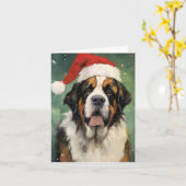 聖バーナード絵画クリスマスブラシのアートワーク カード (黄色い花)