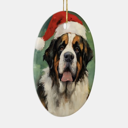 聖バーナード絵画クリスマスブラシのアートワーク セラミックオーナメント (右)