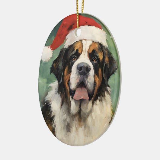 聖バーナード絵画クリスマスブラシのアートワーク セラミックオーナメント (左)