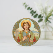 聖バーバラ (BK 001)  円形ブランクグリーティングカード (スタンド正面)