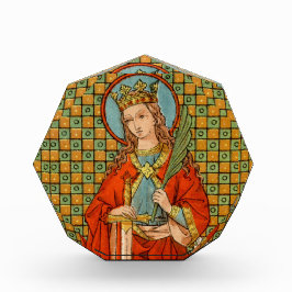 聖バーバラ (JP 01) 八角形のペーパーウェイト フォトブロック