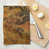聖パウル病院の庭の人物 ヴィンセント・ヴァン・ゴッホ キッチンタオル (四つ折り)