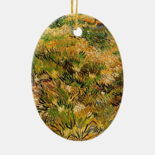 聖パウル病院の庭の草原(サン・レミの精神病院)by ヴィンセント・ヴァン・ゴッホ セラミックオーナメント (裏面)
