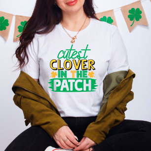 聖パティスデイキュートクローバーのパッチおもしろい Tシャツ