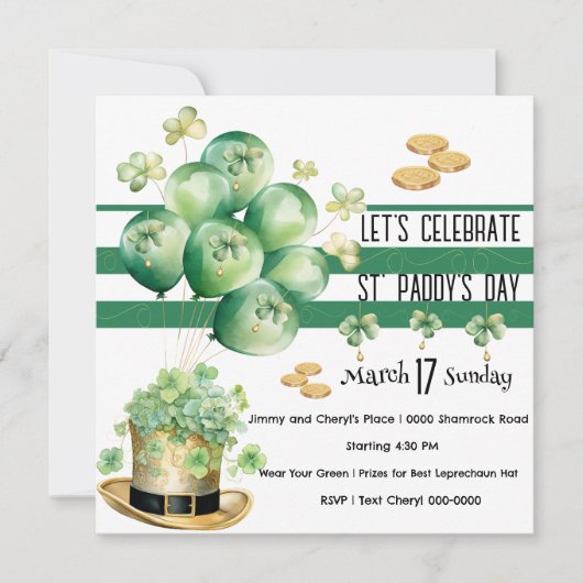 聖パディの日を祝おう 招待状 (正面)