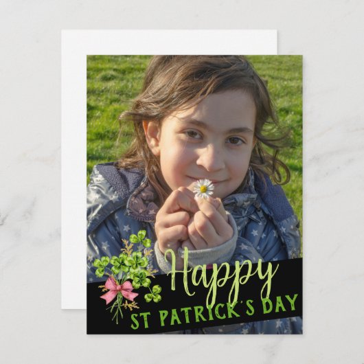 聖パトリックの幸運なチャームシャムロックかわいい写真 シーズンカード (正面/裏面)