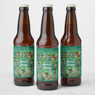 聖パトリックの日おもしろいと愛らしい"パーティー動物" ビールラベル