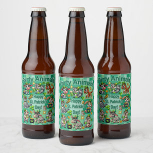 聖パトリックの日おもしろいと愛らしい"パーティー動物" ビールラベル