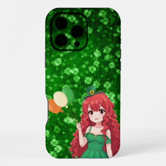 聖パトリックの日かわいいアイルランドのアニメのクラス iPhoneケース (裏面)