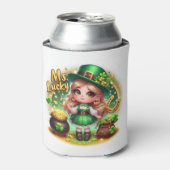 聖パトリックの日かわいいアニメーション少女レプラシャン 缶クーラー (缶正面)