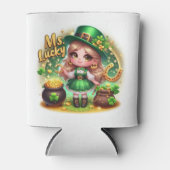 聖パトリックの日かわいいアニメーション少女レプラシャン 缶クーラー (正面)