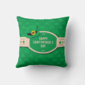 聖パトリックの日かわいい緑のパターンのアイリッシュクローバー クッション (裏面)