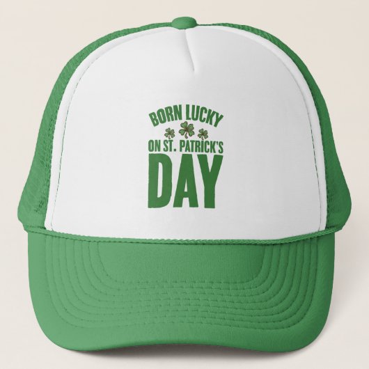聖パトリックの日に幸運に生まれたアイルランド人の誕生日 キャップ (正面)