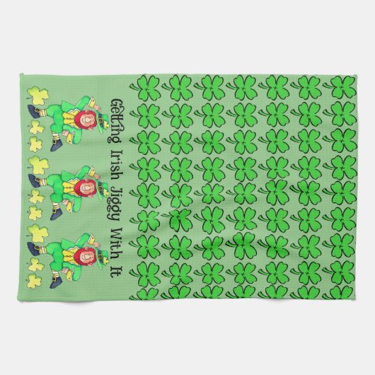 聖パトリックの日のためにアイルランドのジギーを得る キッチンタオル (横)