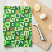 聖パトリックの日のアイコンのシームレスなパターン キッチンタオル (四つ折り)